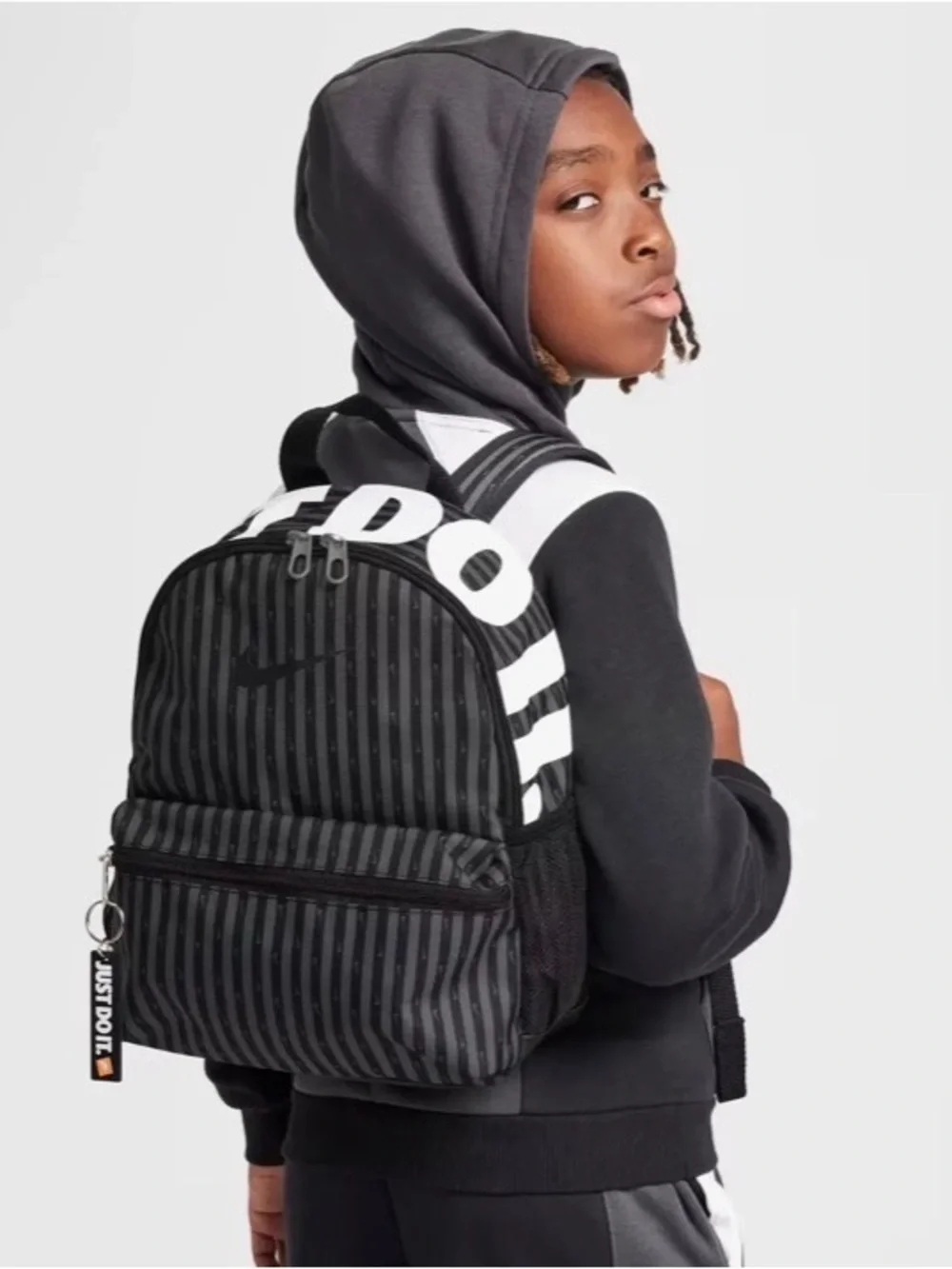 Nike Black & Gray Striped Backpack